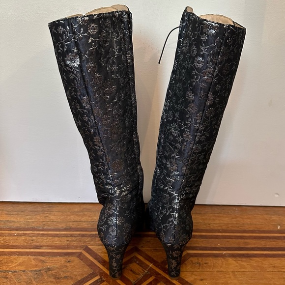 Anna Sui x Emma Hope Midnight Blue Tapestry Lace Up Boots - Picture 7 of 10